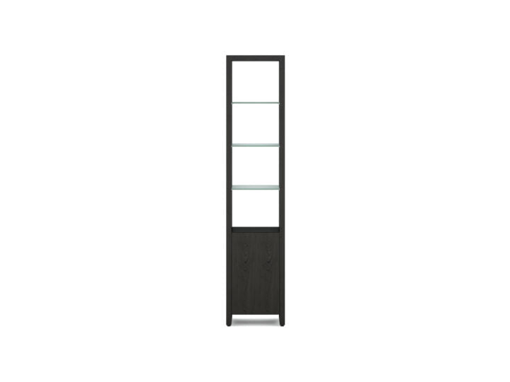 Narrow glass shop bookshelf