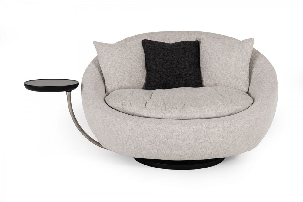 Alba Cuddle Swivel lounge chair in a Modern Grey Fabric Chair w/ Tray - Atmosphere Interiors
