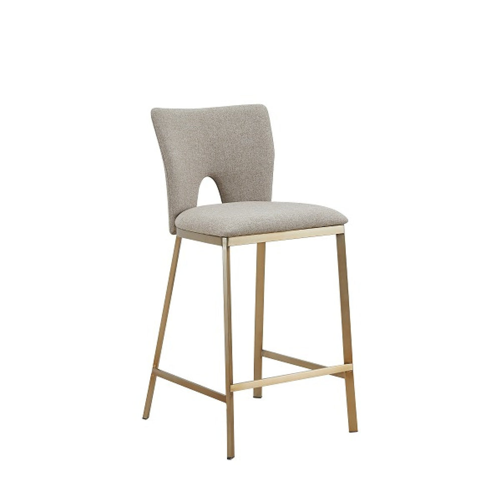 Burton - Contemporary Beige + Brass Counter Stool Set of Two - Atmosphere Interiors