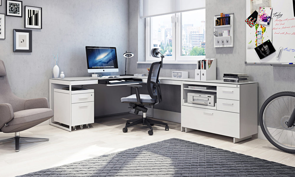 BDI Centro 6401 Modern White Home Office Desk - Atmosphere Interiors